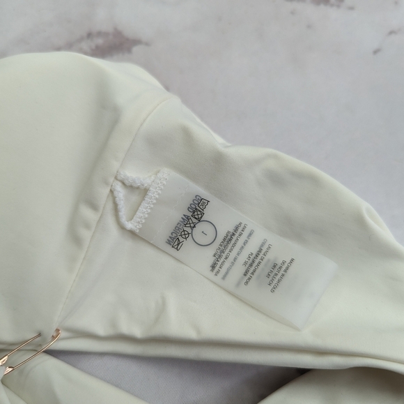 Good American Swim Top Women White Crinkle Band Bandeau Strapless - Picture 3 of 11